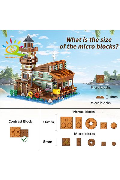 Choice No Light 2604pcs No Box Huiqibao City Mini Fishing Village Cabin Micro Building Blocks Diy Fish Hous