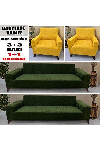 KILIFSAN BABYFACE KADİFE KUMAŞ RENK KOMBİNLİ 2 ADET ÜÇLÜ & ÇEKYAT- 2 ADET TEK...