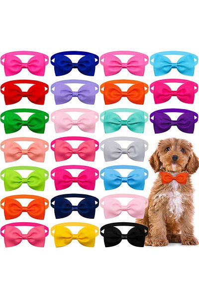 Choice Mix Colour 10pcs Solid Bowtie Dog Bulk Small Dog Cat Bowties Neckties Puppy Bows For Dogs Pets Groom