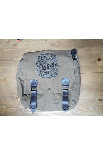 old cotton cargo 8045 Светлокафява чанта за през рамо, платнена, за таблет, документи, лаптоп, училищен бележник