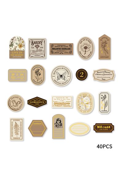 Choice Yellow 40pcs/box Retro Material Sticker Bronzing Process Can Be Used For Handbook Decoration Envelop