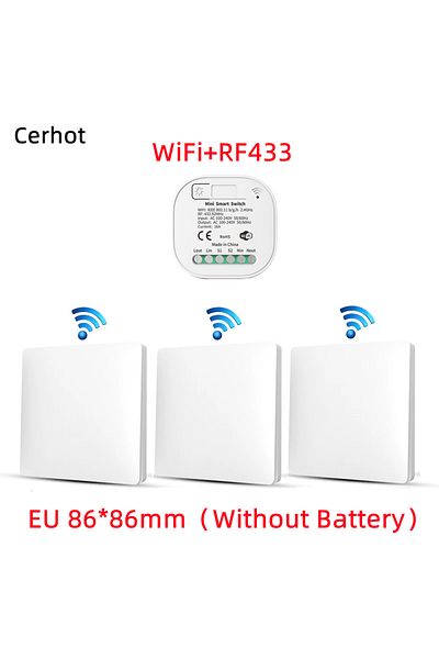 liligood 110-250v Eu 3v1 Tuya Wifi Smart Switch Set Wifi Wireless Remote Controller Timer No Battery Wall Pan