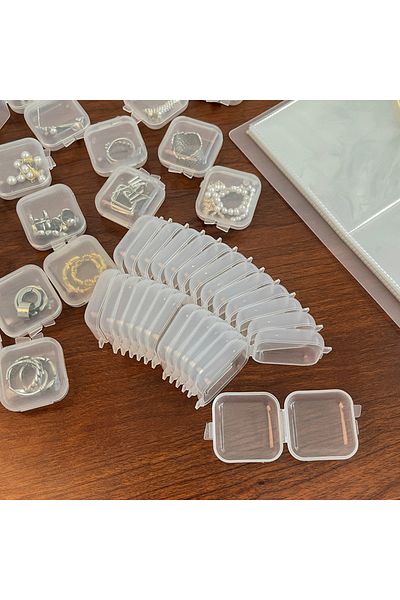 Choice 20pcs Transparent Square Plastic Jewelry Box Organizer With Individual Ring Slot For Jeweler Storage