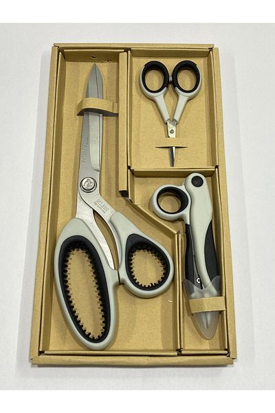 karantuhafiye White Titanium Scissors Set - Set of 3