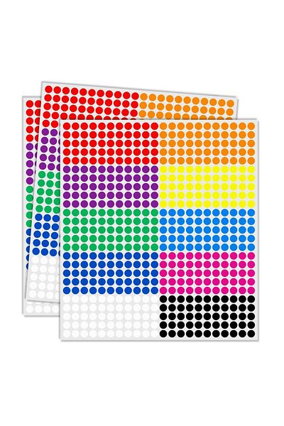 Choice Mixed Color 2750 Pcs 1/4 Inch Colored Dot Stickers Round Circle Stickers Colored Coding Labels Yard