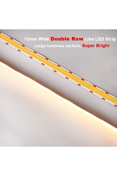 COXO 5m Dc 24v 600 Leds 4000k Natural White Double Row Cob Led Strip 10000lm Super Bright 600 Leds/m Flex