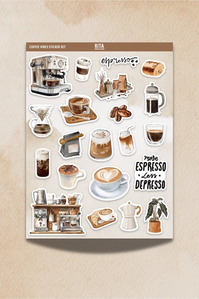Rita Papers Coffee Vibes Sticker Seti Planner Journal Laptop Pinterest It Gir...