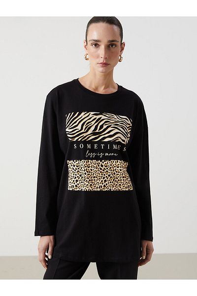 LC Waikiki Γυναικείο τουνίκ με λεοπάρ μοτίβο Crew Neck