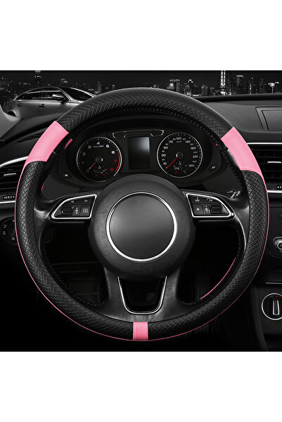 Choice غطاء عجلة قيادة السيارة من الجلد الصناعي الوردي، قابل للتنفس، غير قابل...