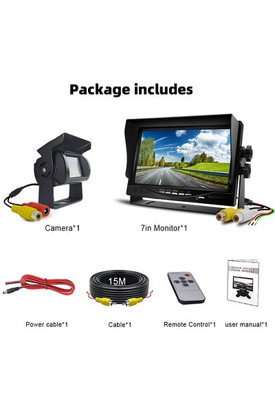 QXNY Standard Install Car Rear View Ir Camera With Monitor For Truck/trailer Parking 7" Lcd Color Rear Vi