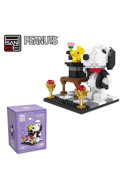 Choice Genuine Peanuts Anime Snoopy Figures Kawaii Cartoon Building Blocks Toy Mini Bricks Assemble Educ...