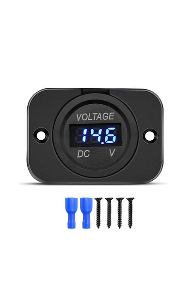 Choice Blue Digital Voltage Meter Dc 12-24v Waterproof Round Meter Car Voltmeter With Led Digital Display P