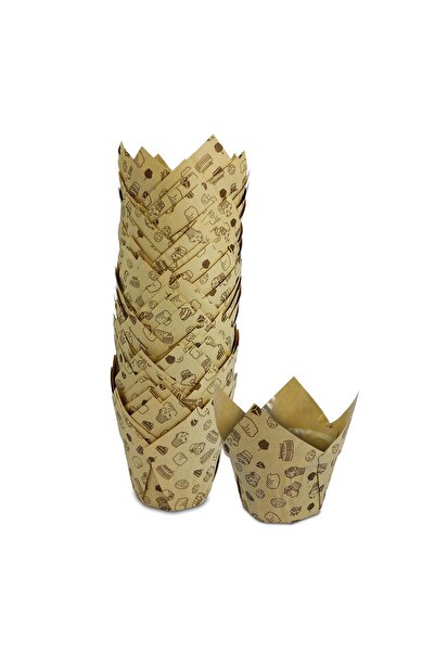 KAFEM Muffin Kek Kapsülü Kalın Tulip Kraft Desenli 50li X 5 Paket - K32