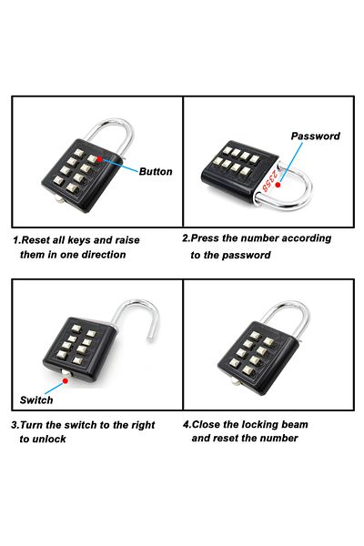Choice Black 8 Digits Password Code Outdoor Waterproof Combination Padlock Zinc Alloy Suitcase For Luggage