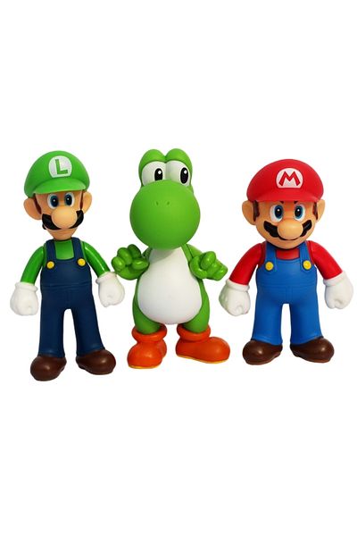 Choice 3pcs 10~14cm Super Mario Bros Pvc Action Figure Toys Dolls Model Set Luigi Yoshi Donkey Kong Mushroo