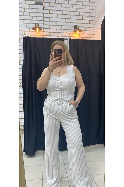 TUBA TOPTAŞ Striped Crepe Palazzo Pants