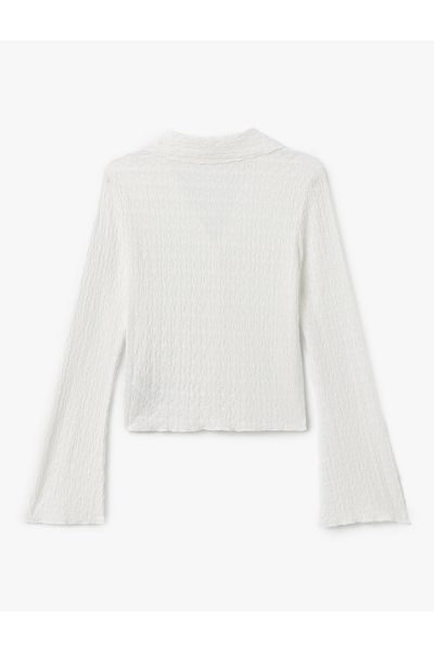 Koton Z Slim Fit Long Sleeve Textured Delicious Collar Button T-Shirt Languid
