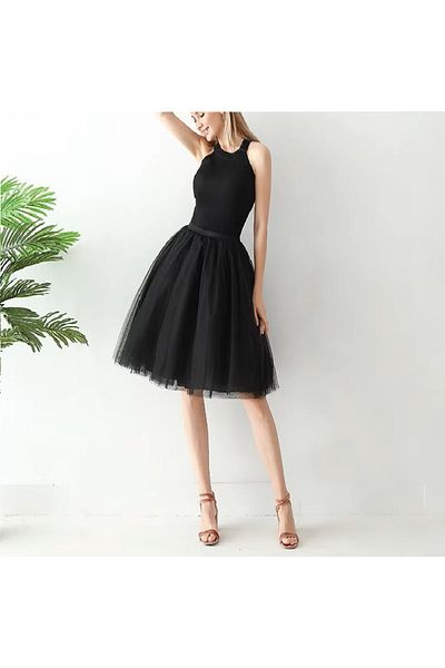 HSNLİFE Negru 3 straturi 65 cm lungime fustă tutu pufoasă pentru femei Fusta din tul