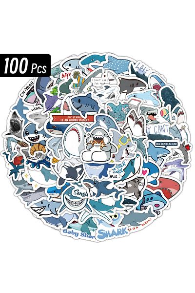Choice 100pcs 10/100p Sharks Ocean Fish Kawaii Stickers Toys Cute Cartoon Decals For Kids Diy Laptop Scrapb