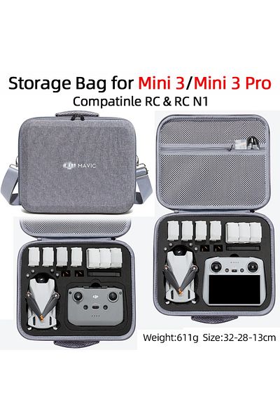 ERIKOLE Grey Black For Dji Mavic Mini 3 Pro Portable Storage Bag Shoulder Travel Carring Case Handheld Case