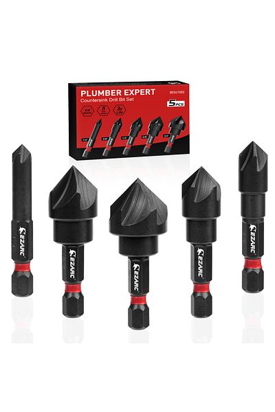 Choice Hexagonal Countersunk Bit Set Ezarc 5pcs Countersink Drill Bit Set For Metal, 1/4 Inch Hex Shank Cou