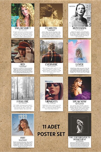 Taylor Swift Polaroid Stil Albüm Poster Seti 11 Adet Swiftie