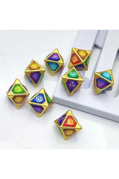 Choice 8pcs Dice Genshin Impact Genius Invokation Tcg Vision Dice Anime Peripherals Metal Cards Diamond Sha
