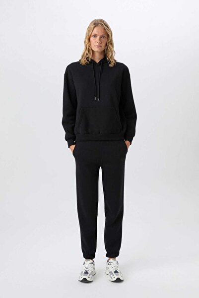 THE WHITE Pantaloni de trening negri cu picior elastic