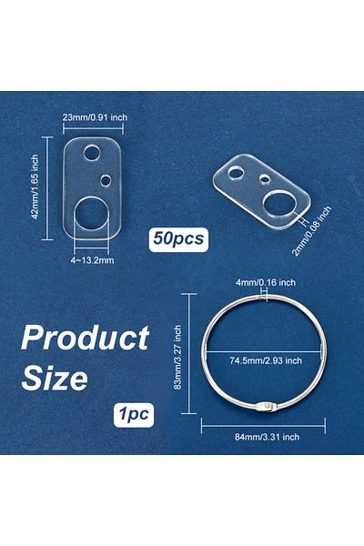 Choice Aech03-03709 50pcs Clear Acrylic Bobbins With Hinged Ring Oval Acrylic Bobbins Cross Stitch Tread Bo