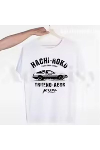 Boi Σχεδιασμός AE86 Drift Race - Υπερμεγέθη λευκό μπλουζάκι Anime, κοντομάνικο