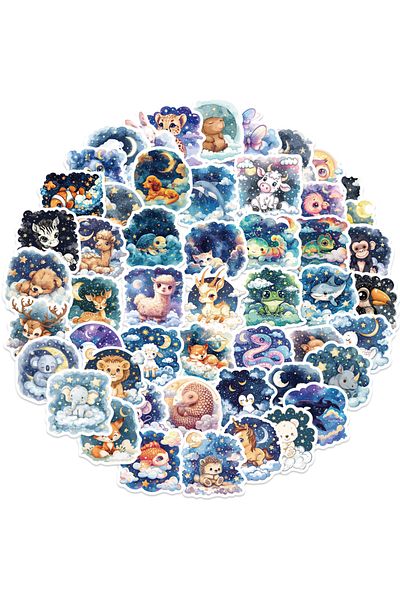 Choice 60pcs 60pcs Cute Fantasy Animals Sticker Kawaii Dog Fish Mixed Stickers Decoration Car Skateboard La
