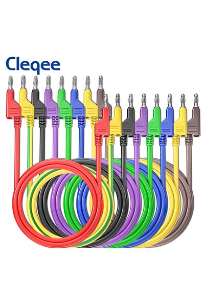 Choice P1036-S8C Cleqee 8 قطع من أسلاك اختبار قابس الموز المزدوج القابل للتكد...