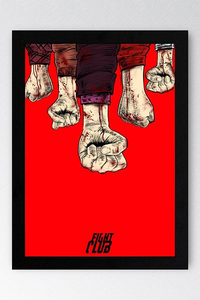 Saturn Fight Club Framed Painting - Fight Club Movie Poster Painting