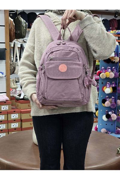 MY POLO 2114-8675 Women's Crinkle Fabric Multi-Compartment Lined Pet Waterproof Daily Mini Backpack
