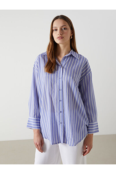 LC Waikiki Nevavm with Difference Lcw Modest Purple Striped Oversize Women's ...