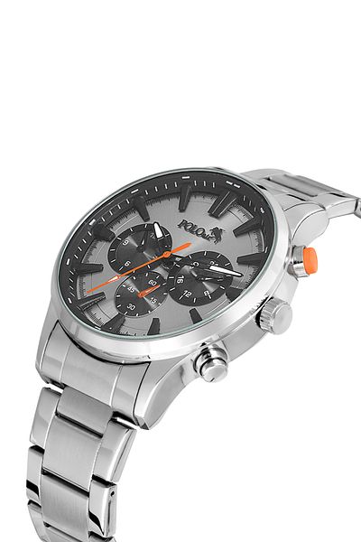 Polo Air Classic Metal Men's Wrist Watch Silver Orange Color Pl-0975E1X