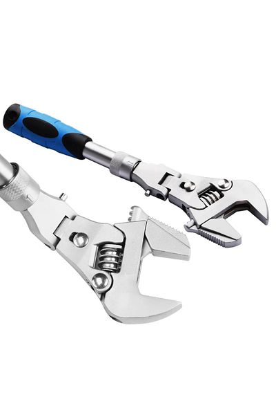 Choice Silver Ratcheting Wrench Universal Maintenance 180 Degree Folding 10-inch Pulley 5 In 1 Adjustable T