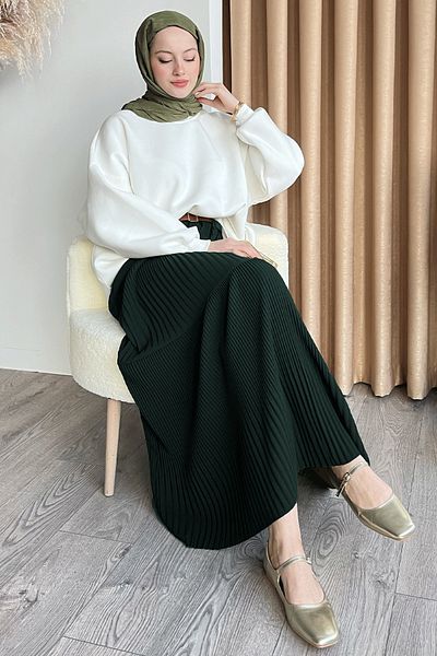 InStyle Fusta plisată Scuba Crepe Verde Smarald
