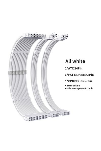 Choice طقم كابل تمديد مزود الطاقة Mz-3-wh (WH 300MM) من Teucer Mz-3 مجموعة 3 في 1 300 مم مزود الطاقة إلى ATX 24 دبوس P