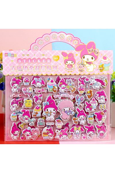 Choice 3 Cartoon Sanrio Doubledeck Layer 3d Bubble Stickers Kawaii Melody Kuromi Three Dimensional Sticker.
