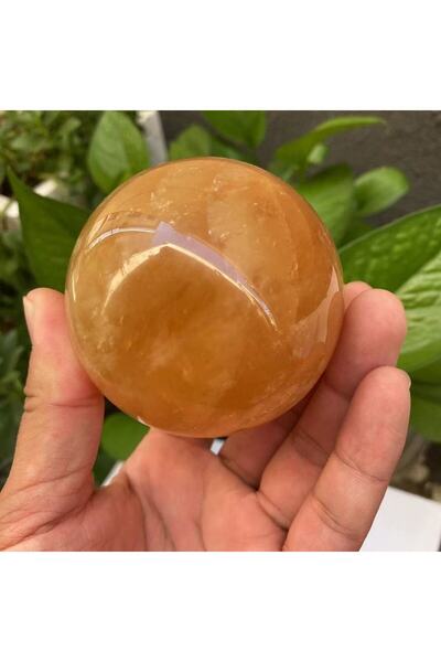 Choice1 1PC Natural Citrine Calcite Quartz Crystal Sphere Ball Healing Gemston Home Decor+ wood bracket