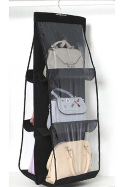 Choice 6 شبكات سوداء لخزانة الملابس وحقيبة التخزين الشفافة المعلقة وحقيبة الي...