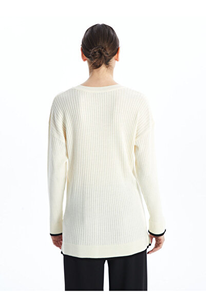 LC Waikiki Lcwaikiki Classic Ecru Crew Neck Women's Knitwear Tunik