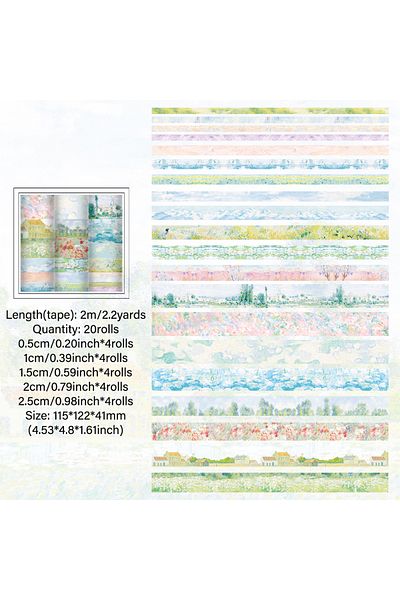 Choice Garden Impression 20 Rolls Vintage Painting Washi Tape Set Wide Decorative Tape For Diy Crafts Noteb