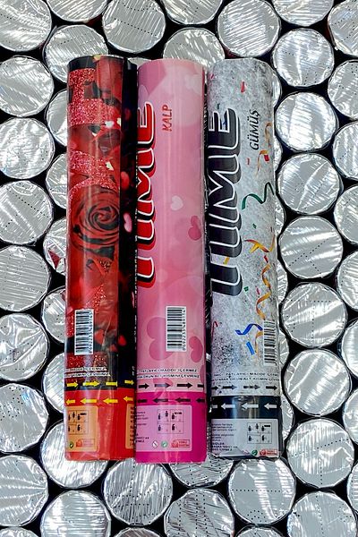 ZEYMERADE 3-Piece Confetti Set, Roses, Hearts, Silver, Henna, Party, Special Day, Celebration, Circumcision, Bride