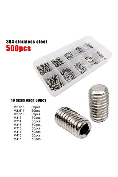 Choice1 500 قطعة من الفولاذ المقاوم للصدأ 500/1500X M2-M8 DIN913 فولاذ أسود 304 A2 مقبس سداسي من الفولاذ المقاوم للصدأ ألين