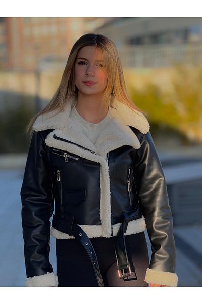 RHONES Lamined Leather Women's Coat with Complete Fur Inside