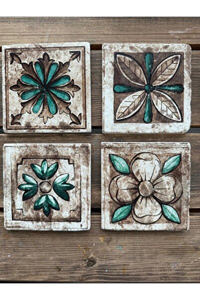 woodhomeworks طقم مكون من 4 قطع من الوقايات المطبوعة بالحجر الطبيعي