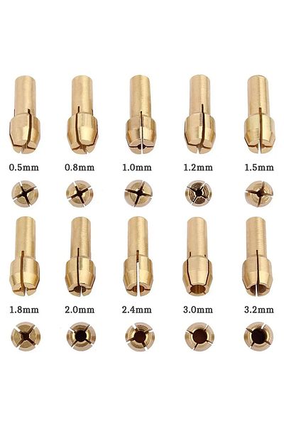 Choice Stonego 10pcs Mini Drill Chuck Adapter Set - Brass Collets 0.5-3.2mm For Rotary Tools, Quick Chan...