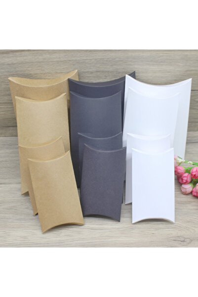 Choice1 10pc multis size gifts box vintage kraft white gifts package pillow box paper party suppiles wra...